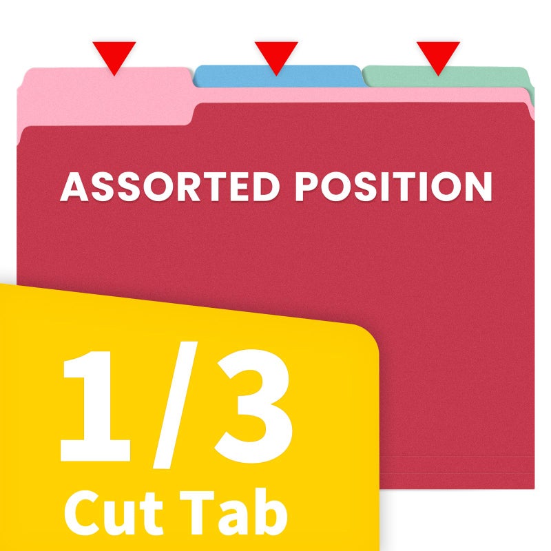 ساني مجلدات ملفات SUNEE بحجم الحروف بألوان متنوعة، 100 حزمة مجلدات مانيلا 8.5 × 11 1/3 علامات تبويب، مجلدات ملفات ملونة، مكتب المنزل، المدرسة لملفات المستندات الورقية - Image 5